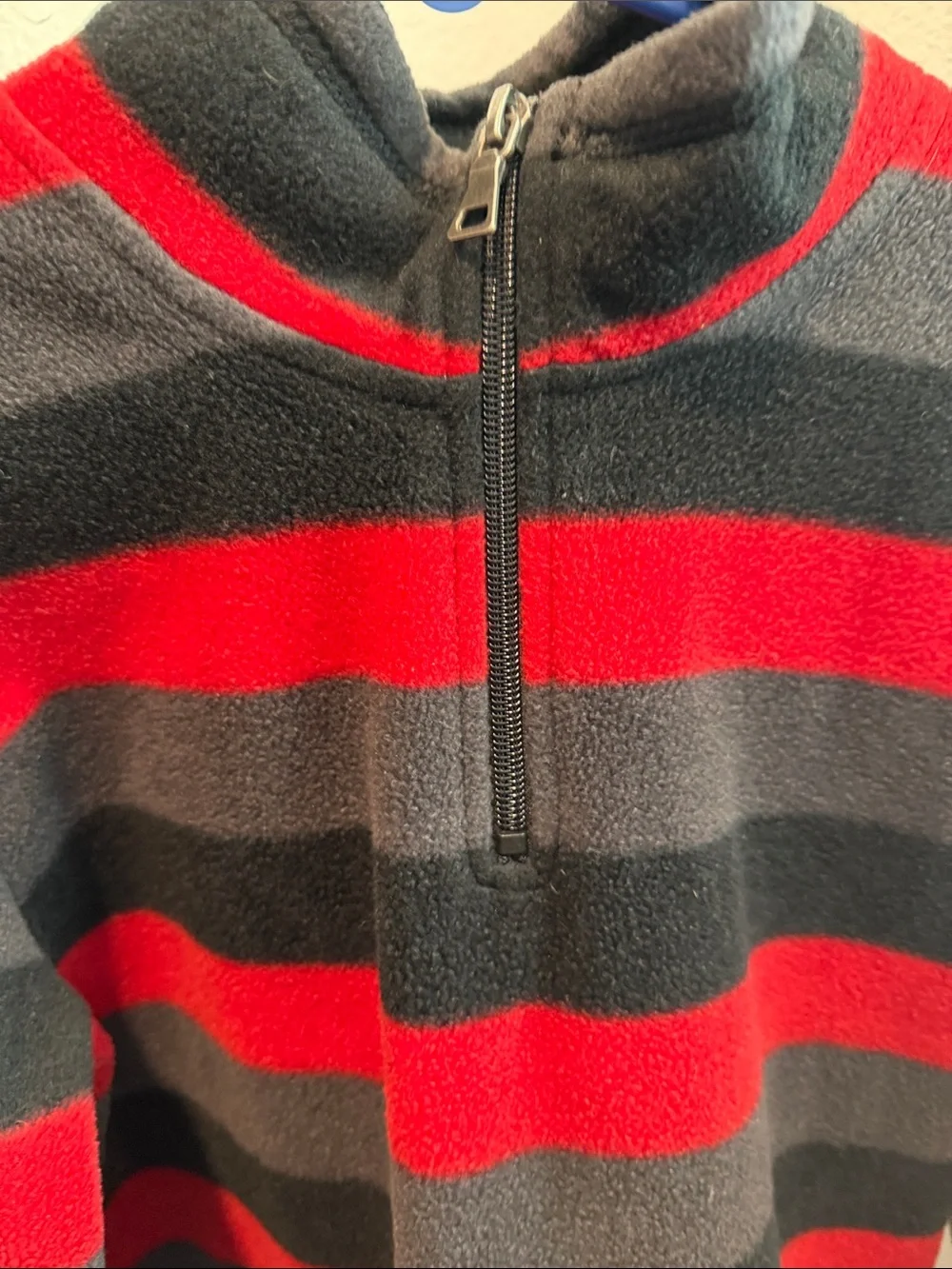 The Children's Place Red and Gray Striped Half-Zip Sweater
